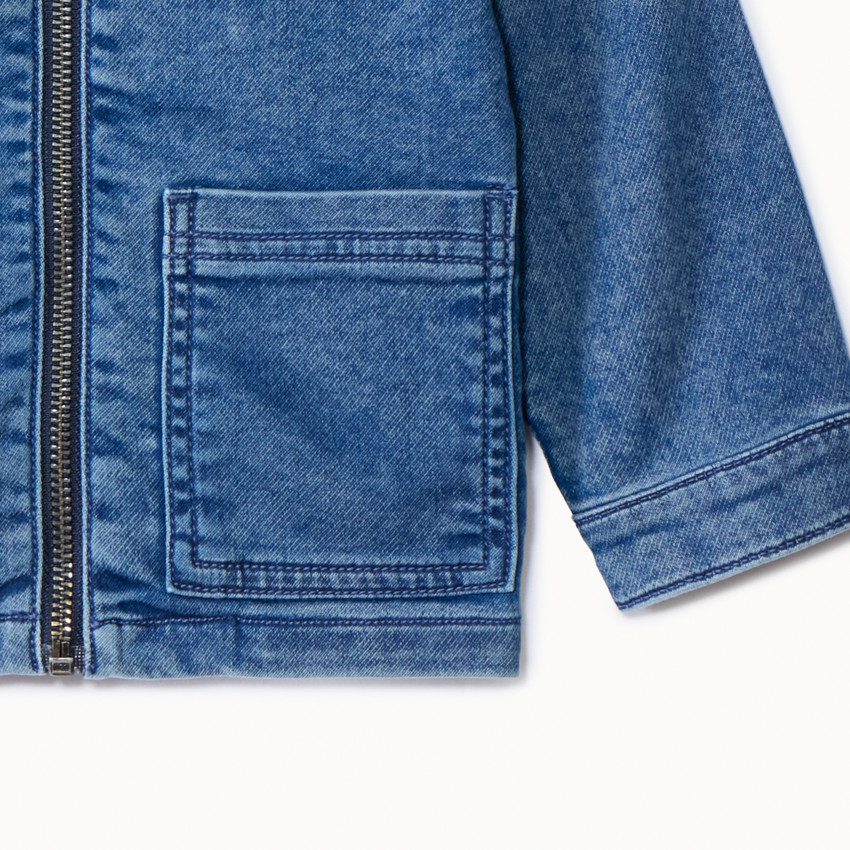 Chaqueta estilo worker de denim con capucha desmontable para bebé niño 
