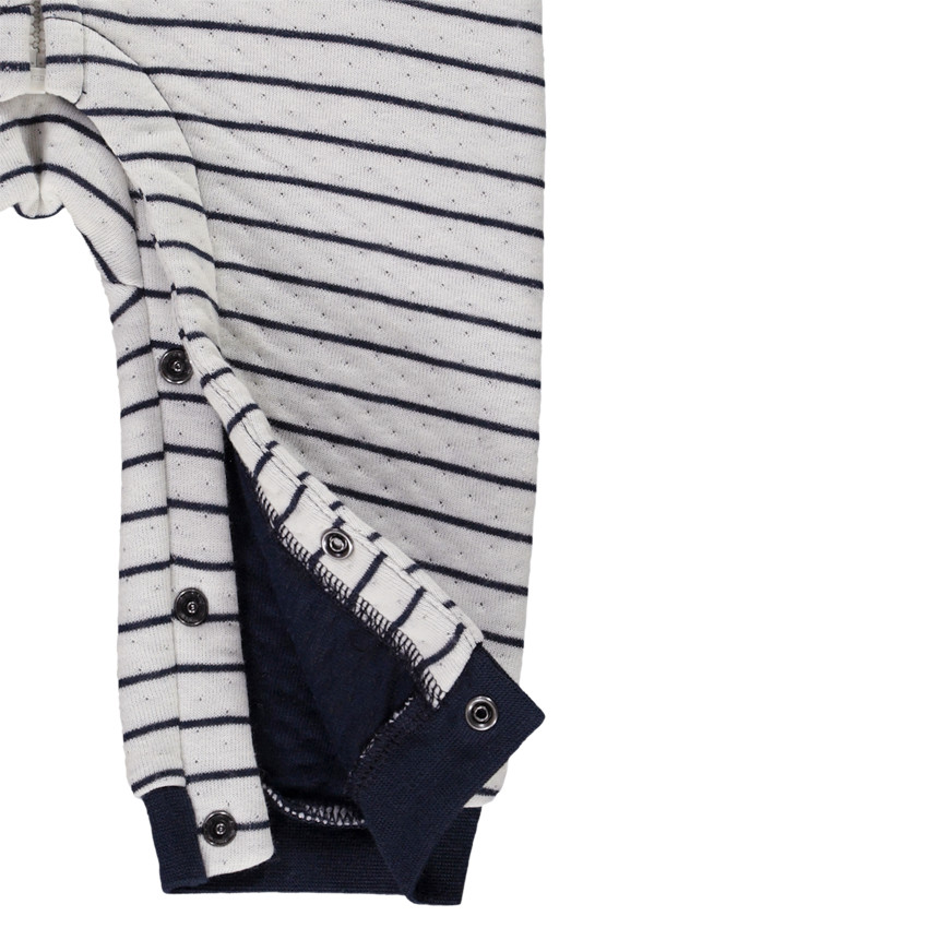 Pelele largo de doble jersey a rayas con diseño de oso para bebé niño 