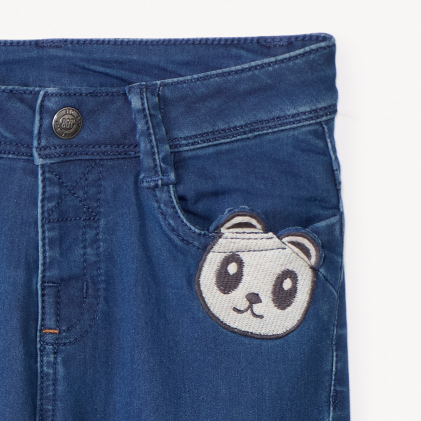 Vaqueros efecto denim forrados con bolsillo divertido para bebé niño 