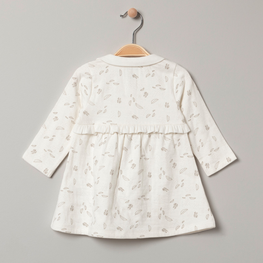 Vestido de manga larga estampado plumas all-over 