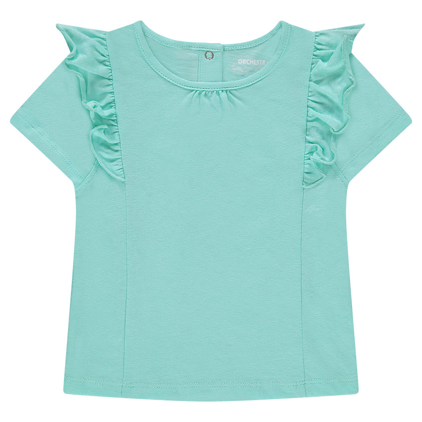 Camiseta de manga corta de punto con volantes 