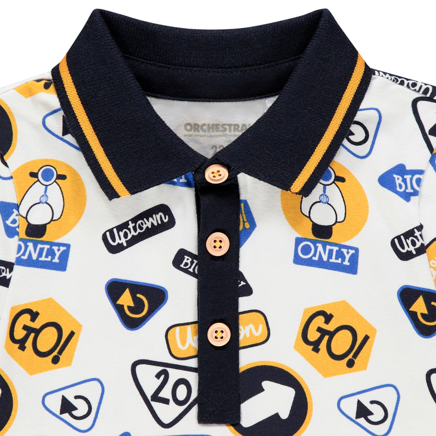 Polo manches longues en coton imprimé panneaux et scooters Main Polo manches longues en coton imprimé panneaux et scooters