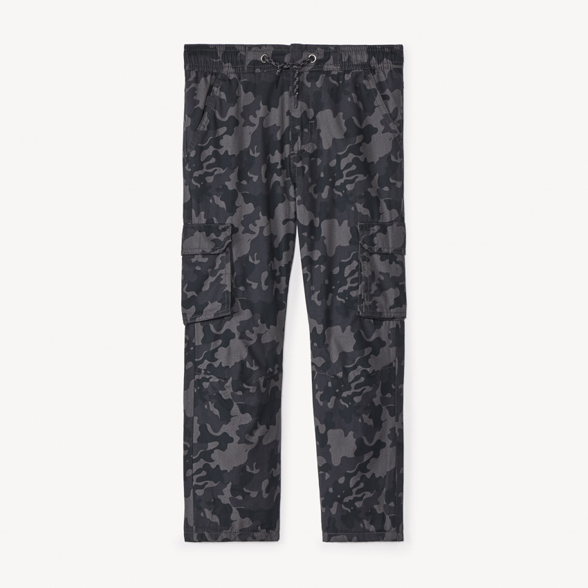 Pantalón estampado de camuflaje y forrado para niño 