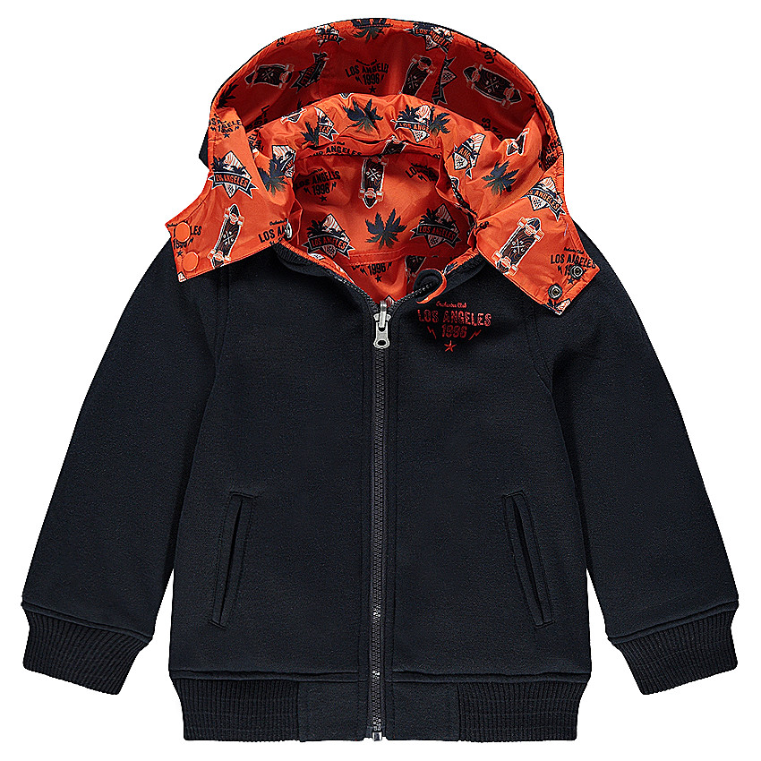 Cortavientos reversible con capucha extraíble estampado/liso 