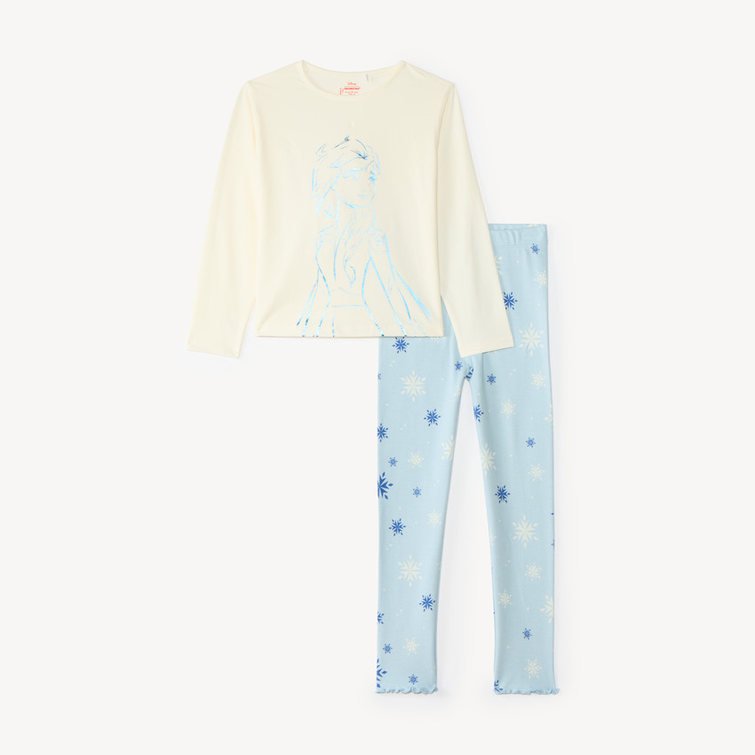 Pijama de 2 piezas de manga larga niña con estampado de La Reina de las Nieves de Disney. 