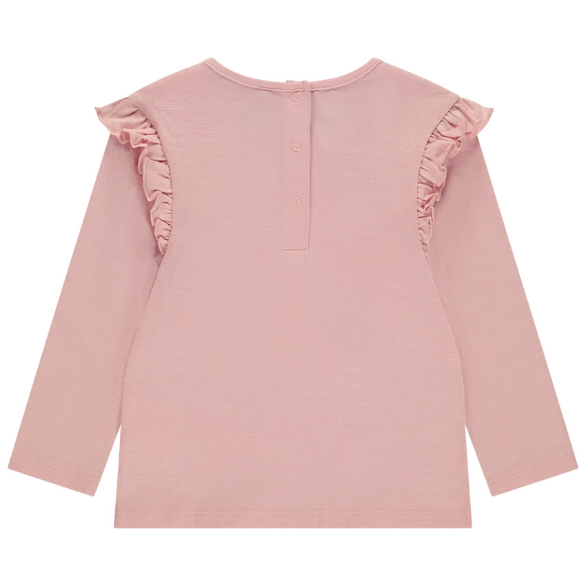 Camiseta de manga larga con volantes y estampado para bebé niña 