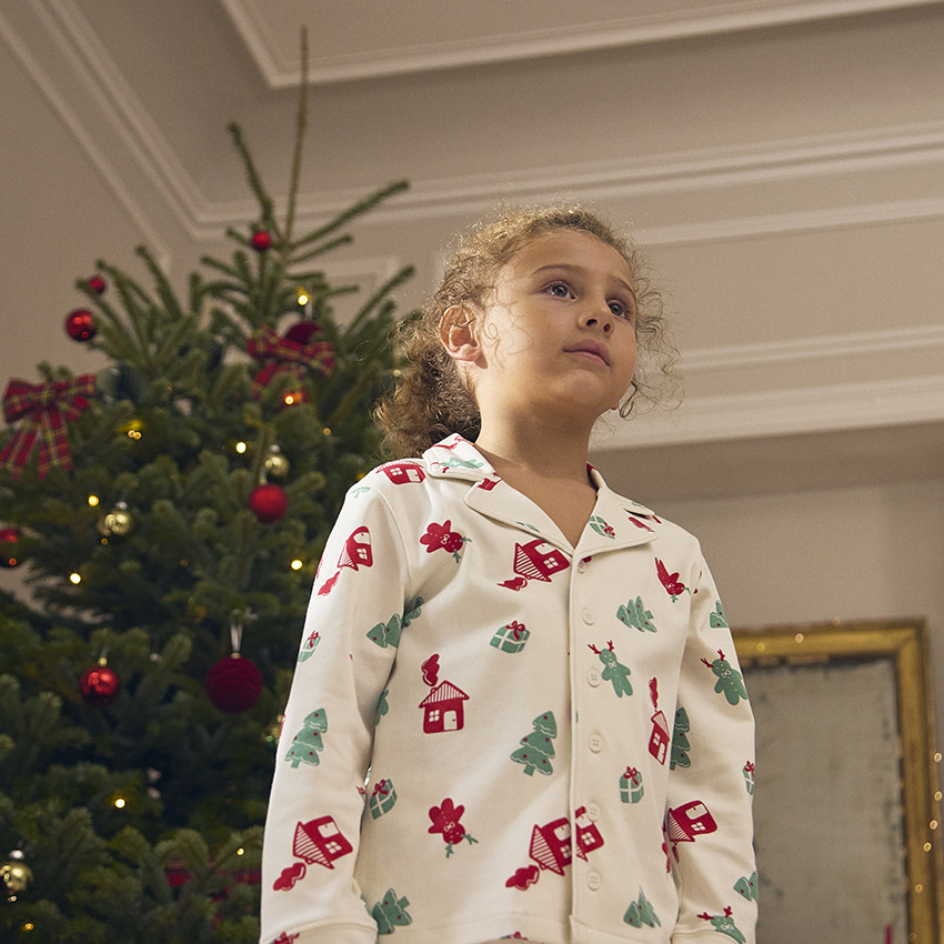 Conjunto de 2 piezas de pijama con estampado de Navidad para niño 