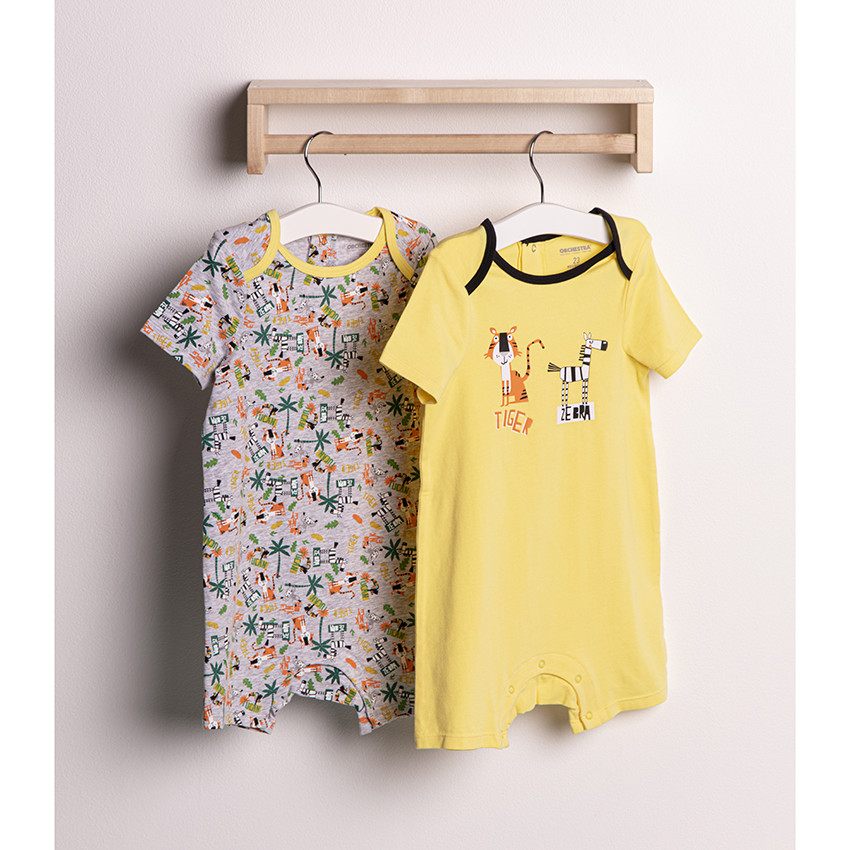 lote de 2 mono cortos  print animales de la jungla 