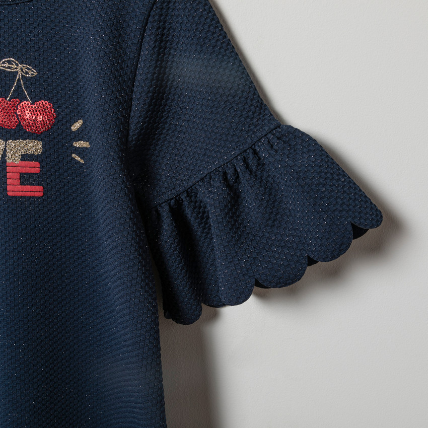 Vestido manga corta punto fantasía 