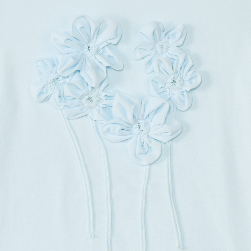 Camiseta de manga corta con flores 3D para niña 