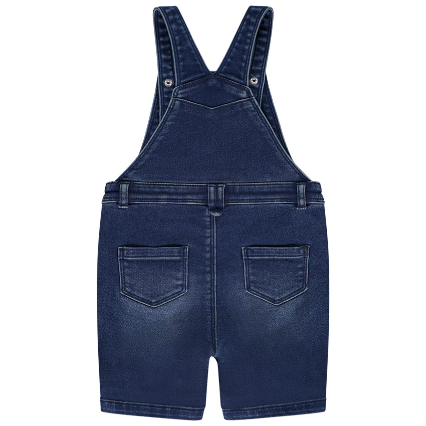 Salopette corta lisa en denim con relieve de velero 