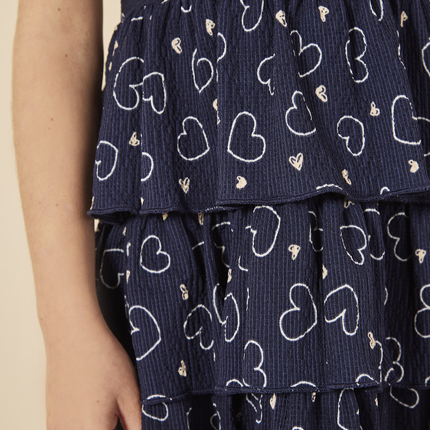 Vestido sin mangas estampado con volantes y espalda cruzada para niña 