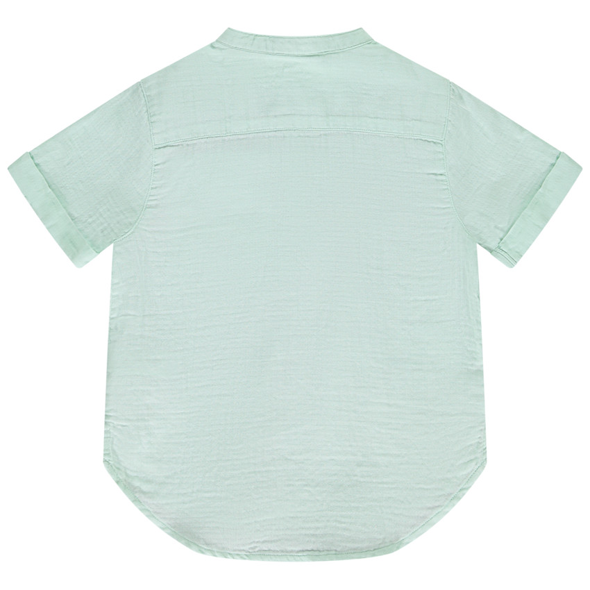 Camiseta de manga corta lisa con cuello camisero para niño 