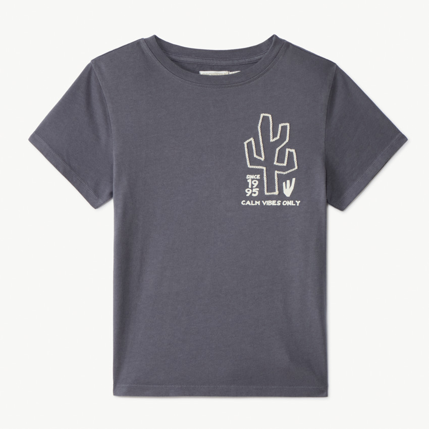 Camiseta de manga corta bordada con cactus para niño 