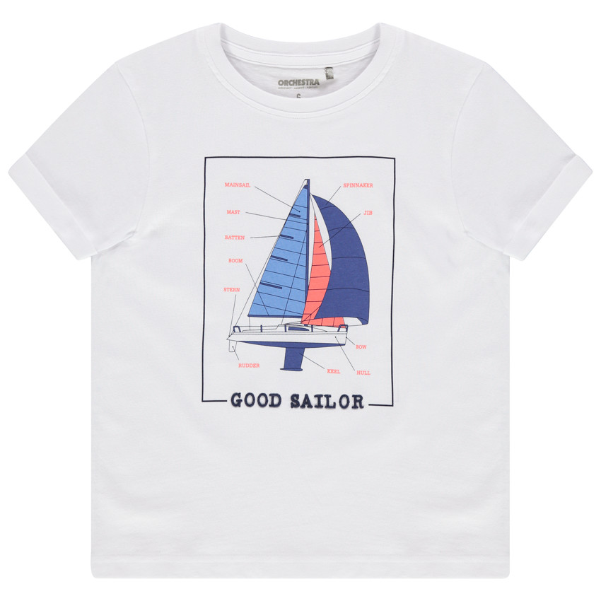 Camiseta de manga corta con estampado de barco 