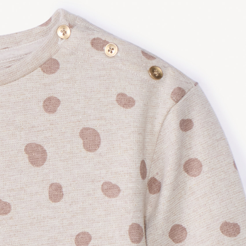 Sudadera de felpa con estampado de lunares y brillante para niña bebé. 
