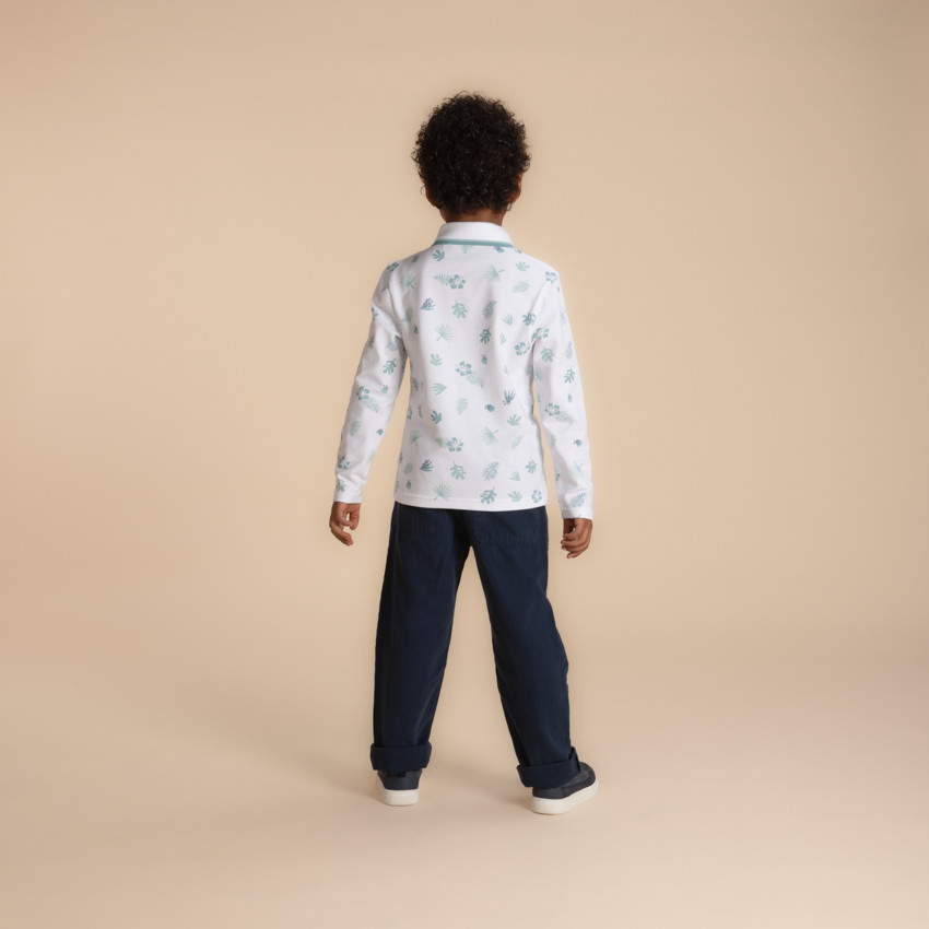 Polo de manga larga estampado de hojas para niño  Additional Polo de manga larga estampado de hojas para niño