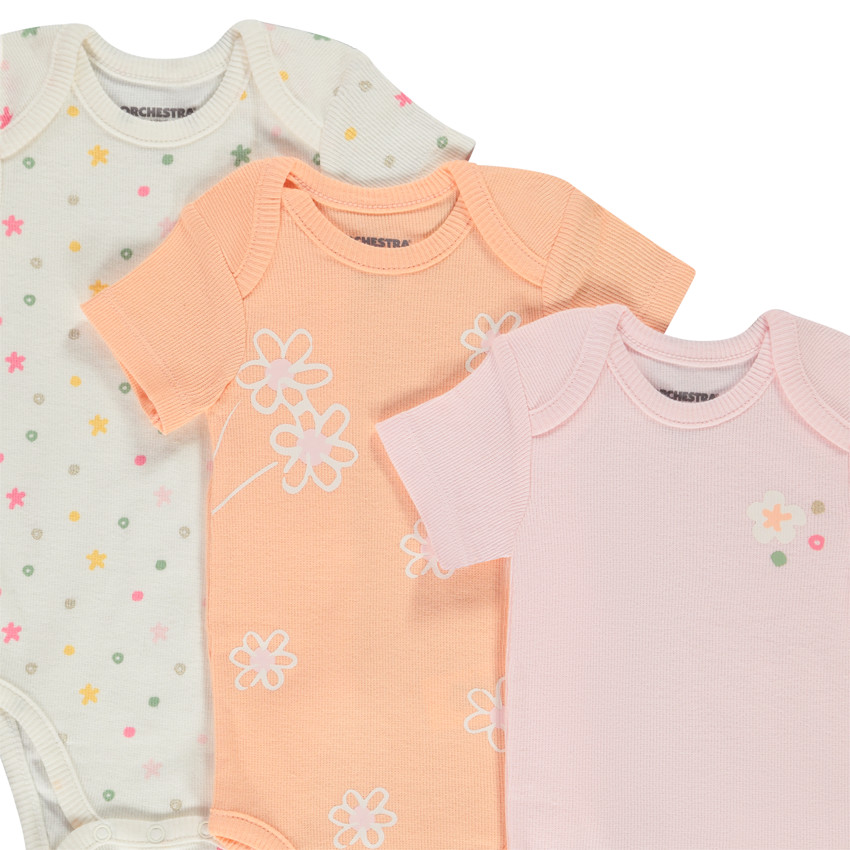 Pack de 5 bodies en punto de jersey para bebé niña 