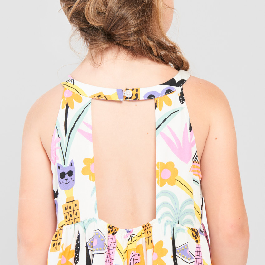 Vestido largo estampado con tirantes para niña 