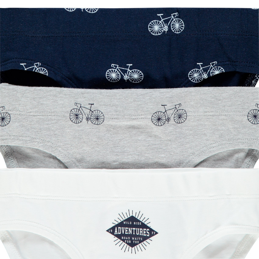 Pack de 3 slips de algodón con estampado de bicicletas 