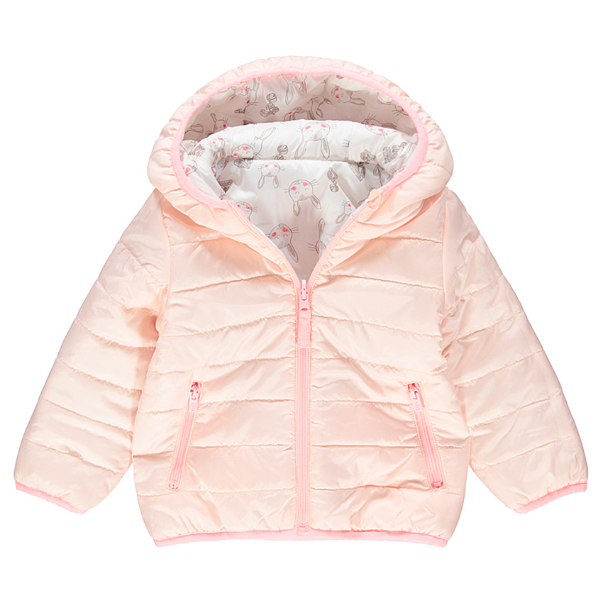 Anorak reversible con capucha con conejos all over y dobladillo liso 