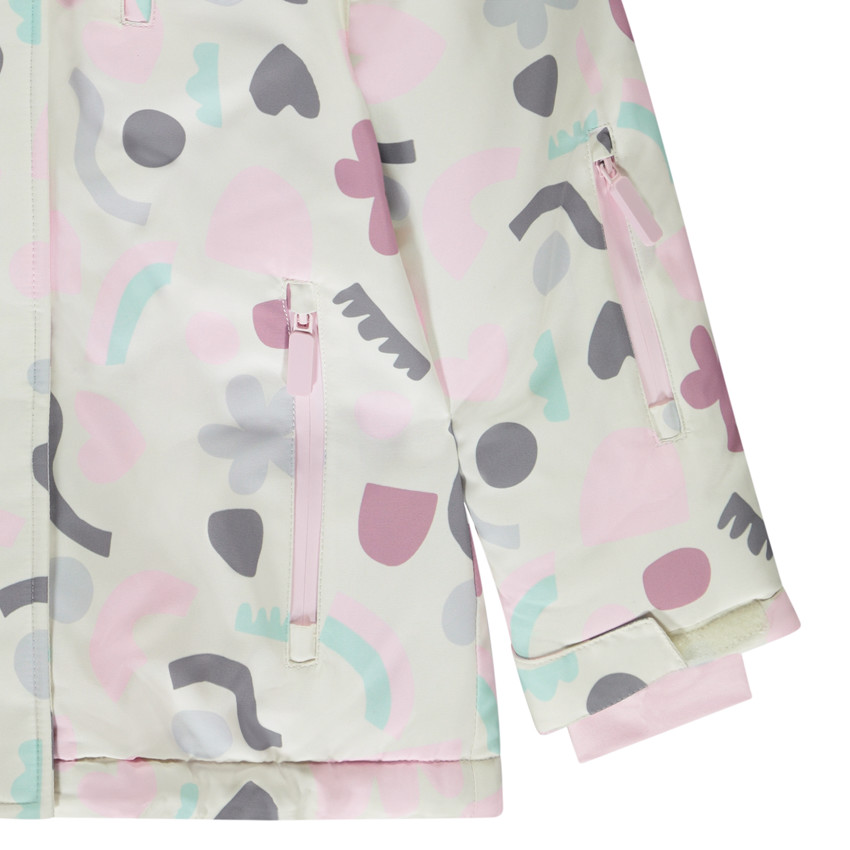 Chaqueta de esquí de tela repelente al agua con estampado artístico para niña 
