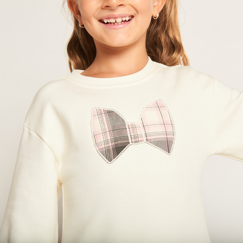 Robe effet 2 en 1 bi-matière motifs carreaux pour fille  