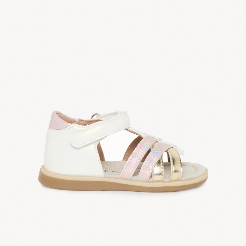 Sandalias velcro con tiras cruzadas fantasía para bebé niña 