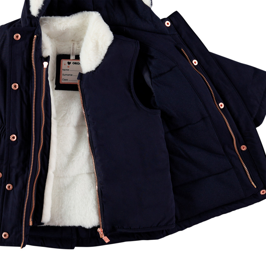 Parka 2 en 1 con forro sherpa en los bolsillos para bebé niña 