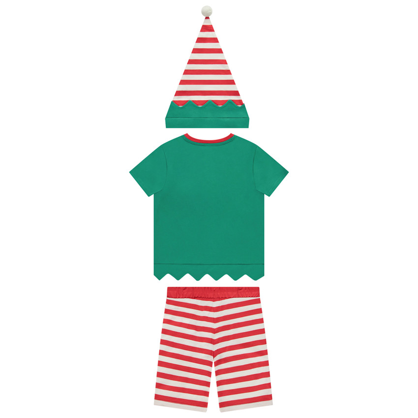 Conjunto 2 piezas lutin de Navidad camiseta + short con gorro para niño 