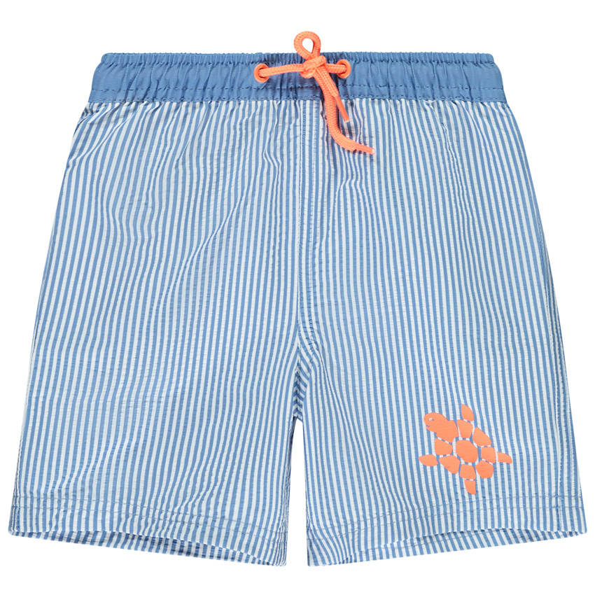 Bañador corto de rayas en seersucker para bebé niño 