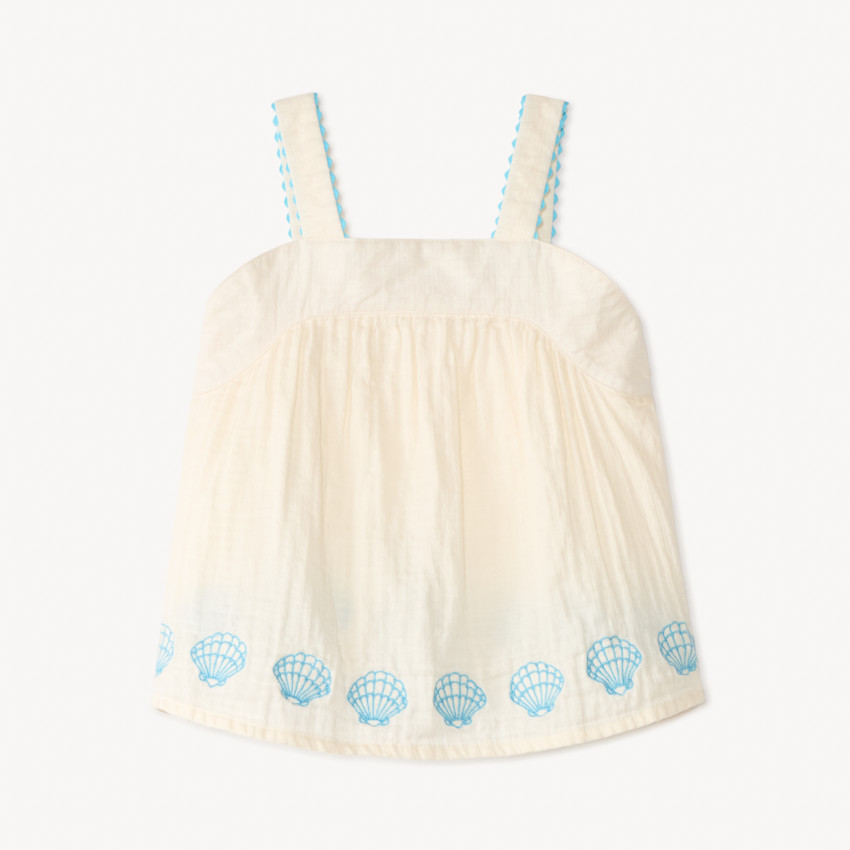 Top de peplum con bordado de concha para bebé niña 