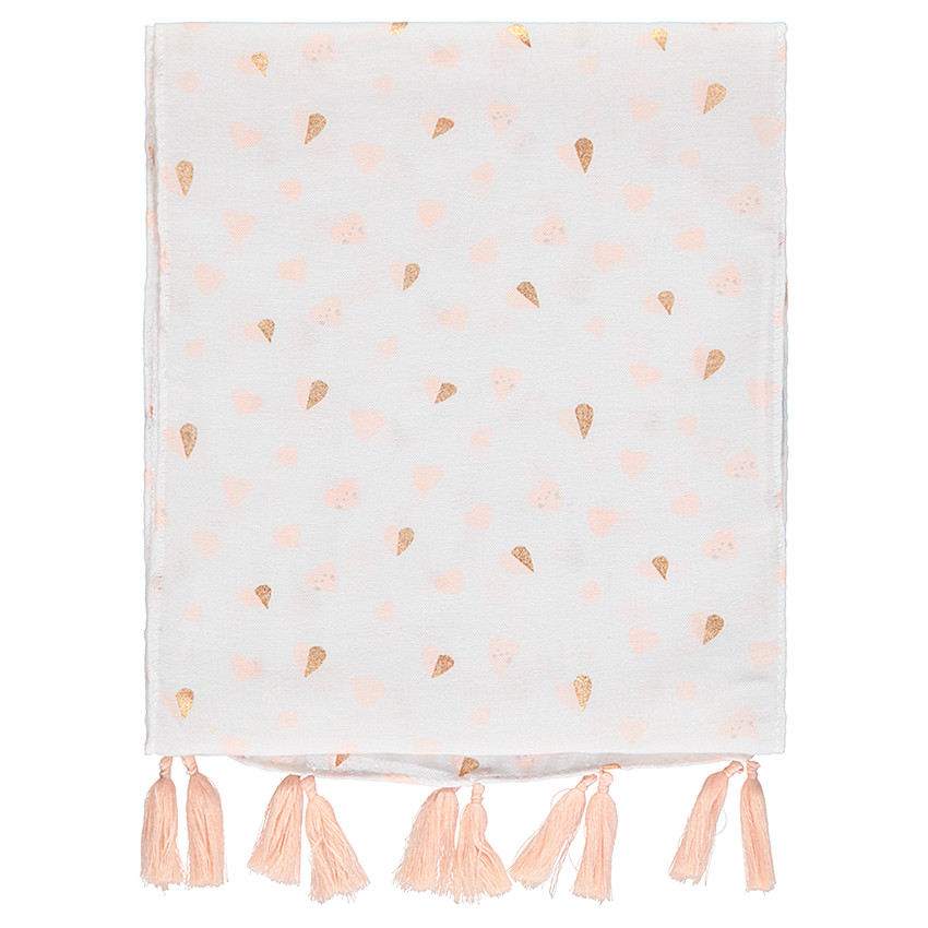 Pañuelo de gasa de poliéster estampado con borlas 