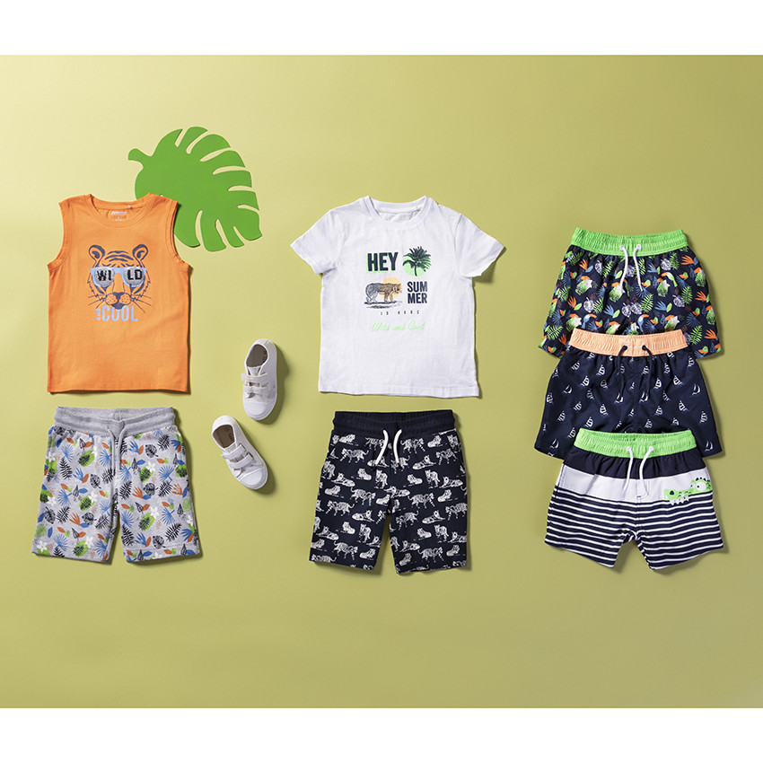 Bermudas de felpa jaspeada con estampado integral 