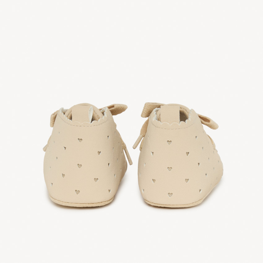 Bottillons fantaisie beige à lacets élastique pour bébé fille 