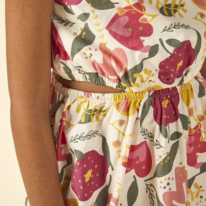 Vestido sin mangas con estampado floral y aberturas laterales para niña 