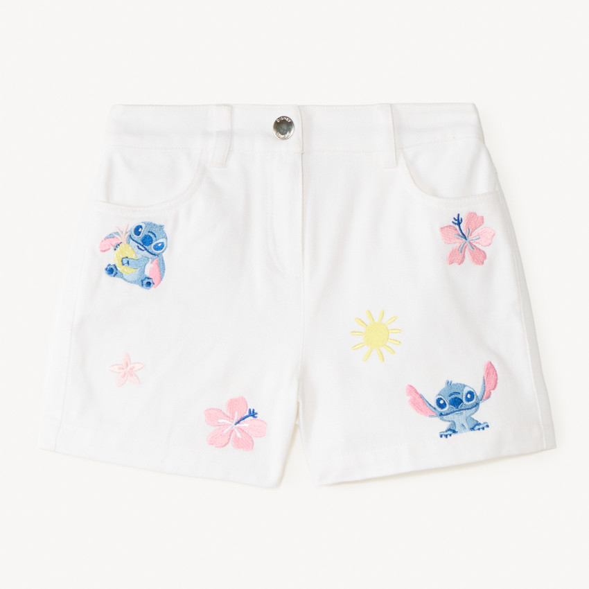 Short de denim con bordado de Stitch de Disney para niña 