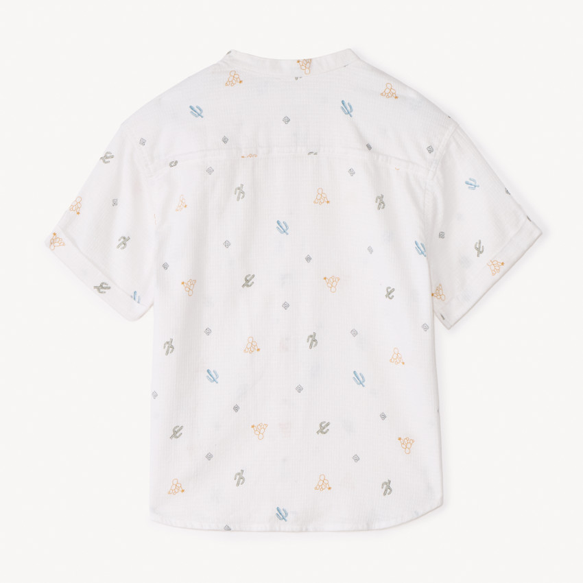 Camisa de manga corta con cuello mao con estampado de cactus para niño 