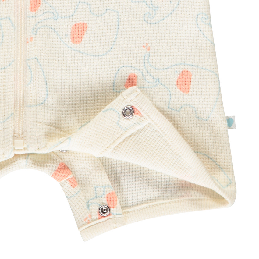 Combishort en punto de panal impreso de elefantes para bebé niño 