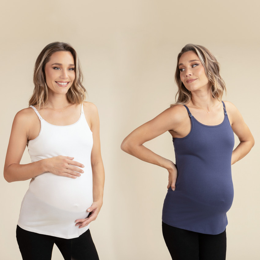 Pack de 2 camisetas de lactancia lisas con tirantes finos  Additional Pack de 2 camisetas de lactancia lisas con tirantes finos