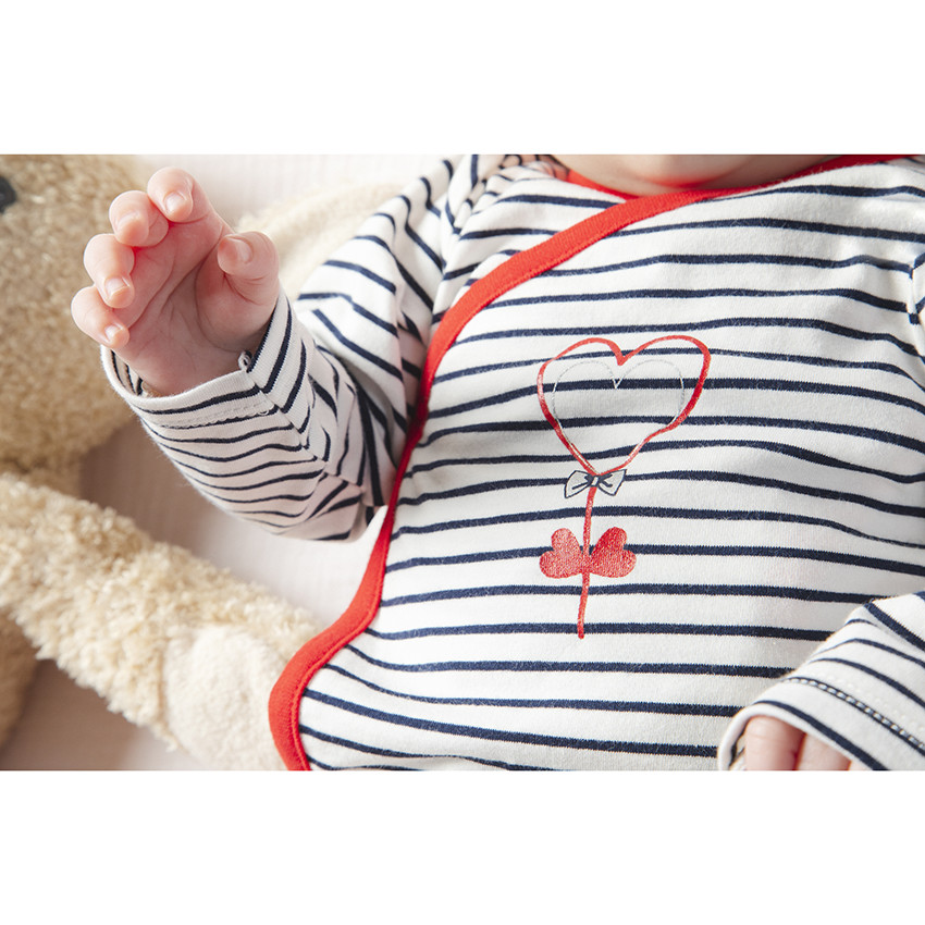 Pack de 7 bodies de manga larga de algodón orgánico con corazones estampados 