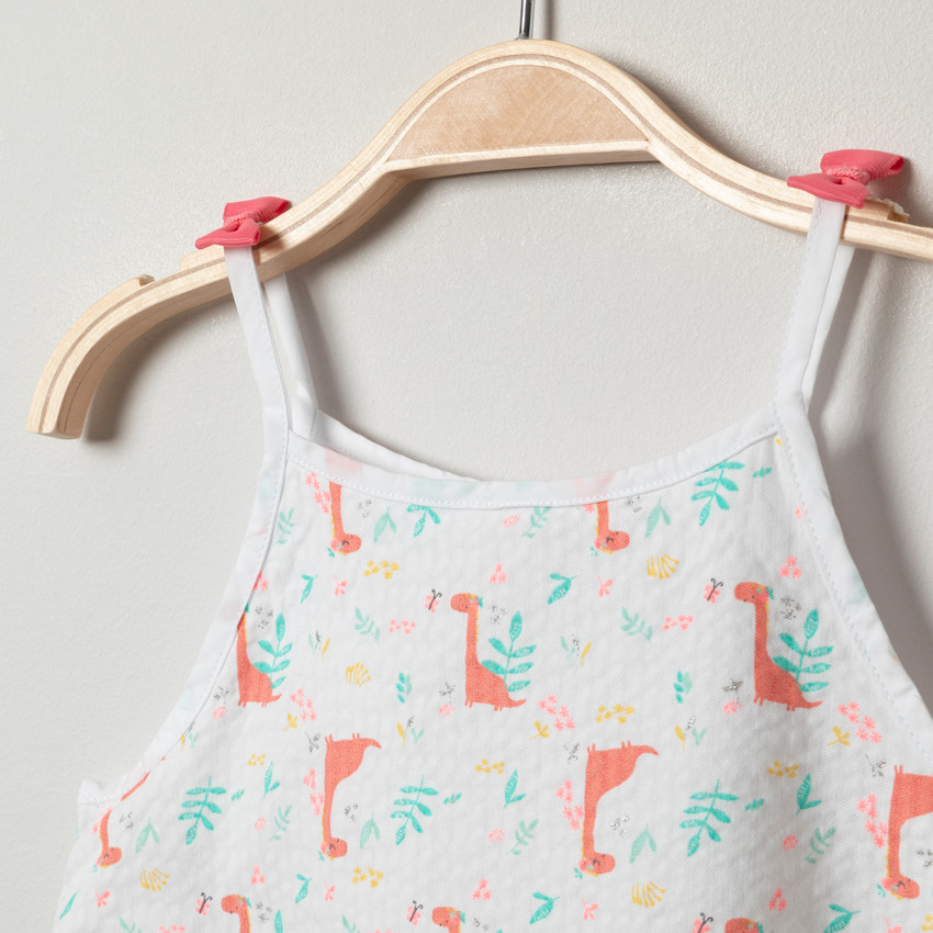 Vestido de tirantes finos con estampado de dinosaurios "all-over" 