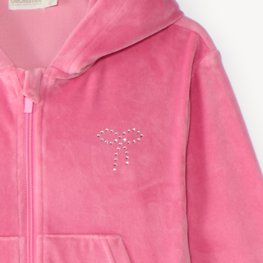 Conjunto de chaleco con capucha y pantalón de chándal de terciopelo niña 