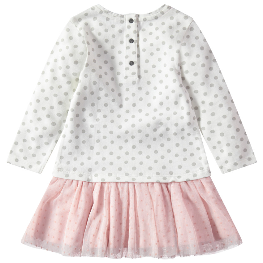 Vestido de manga larga con efecto 2 en 1 con lunares y tul con forro  Additional Vestido de manga larga con efecto 2 en 1 con lunares y tul con forro