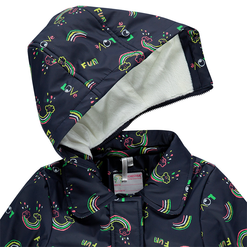 Cortavientos con forro de borreguillo y arcoíris estampados 