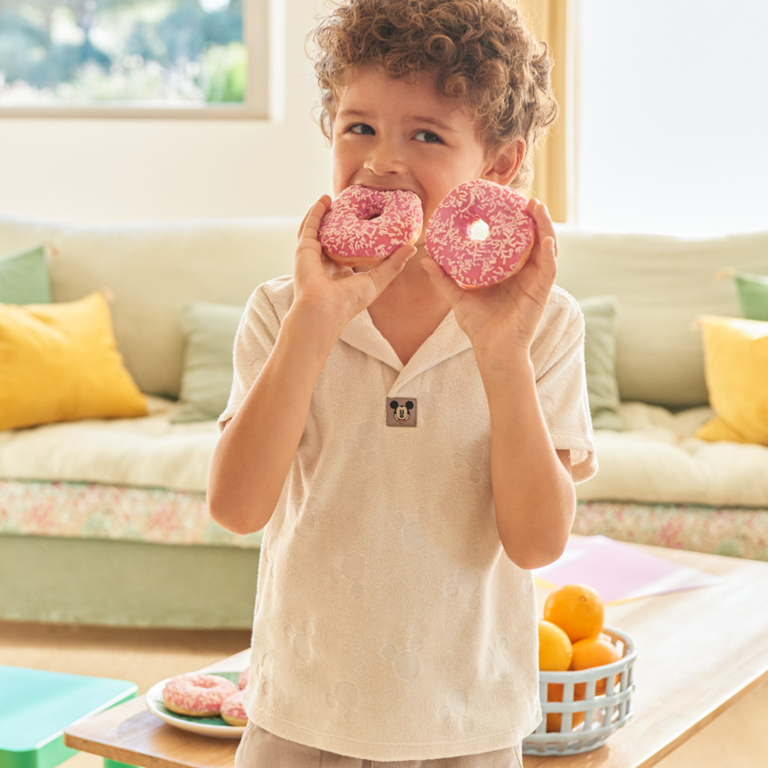 Polo de manga corta de felpa Mickey Disney para niño 