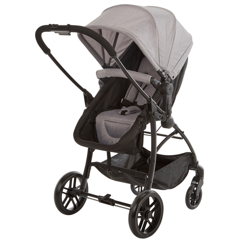 Carro trio combinado con silla de coche y capazo jaspeado/gris 