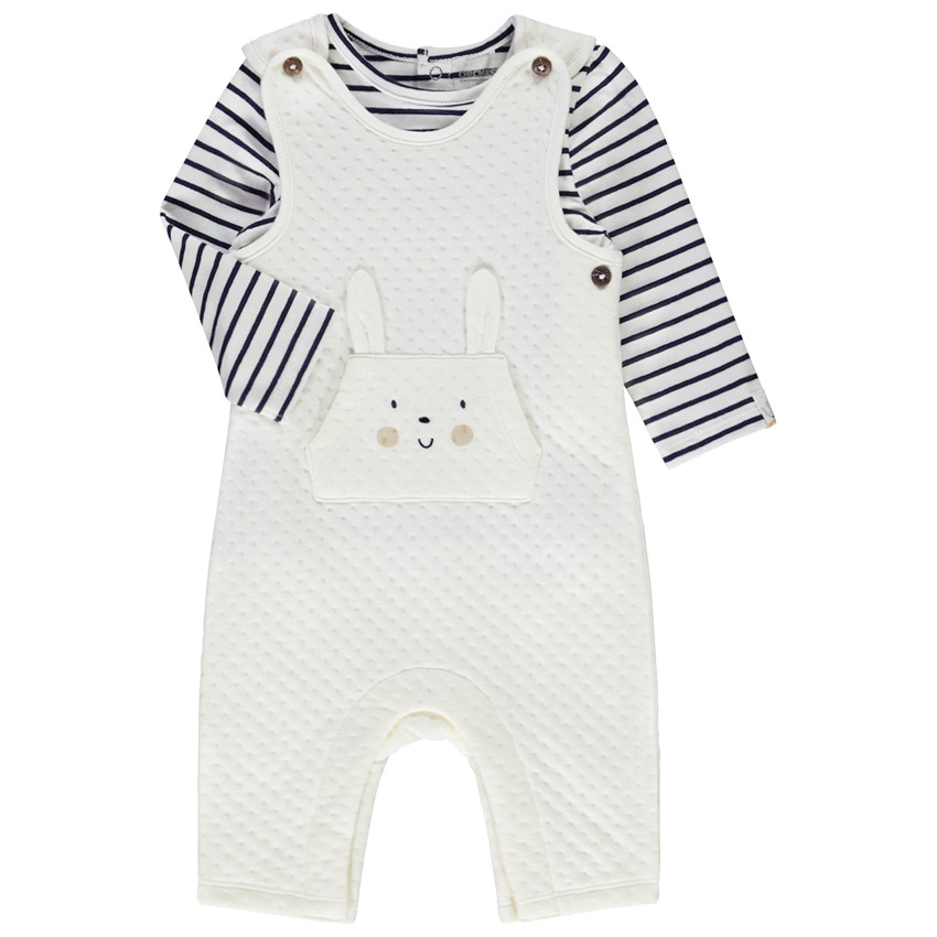 Conjunto de felpa con tirantes y camiseta de rayas para bebé  Additional Conjunto de felpa con tirantes y camiseta de rayas para bebé