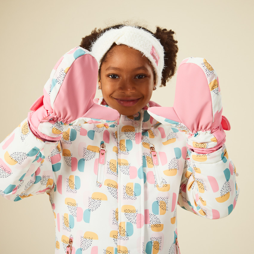 Blouson de ski à capuche amovible et imprimé graphique pour fille 