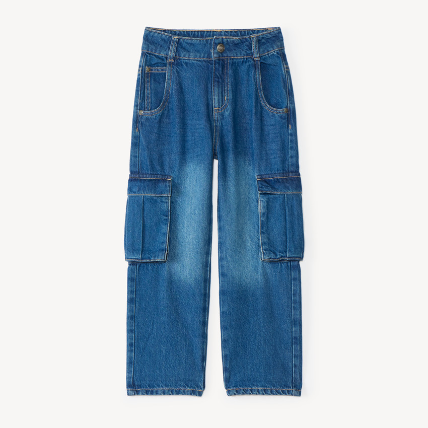 Jean niño cargo suelto en denim 